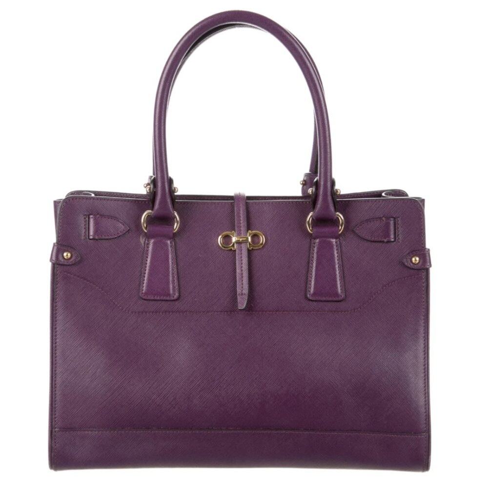 Ferragamo Plum Medium Double Gancio Tote